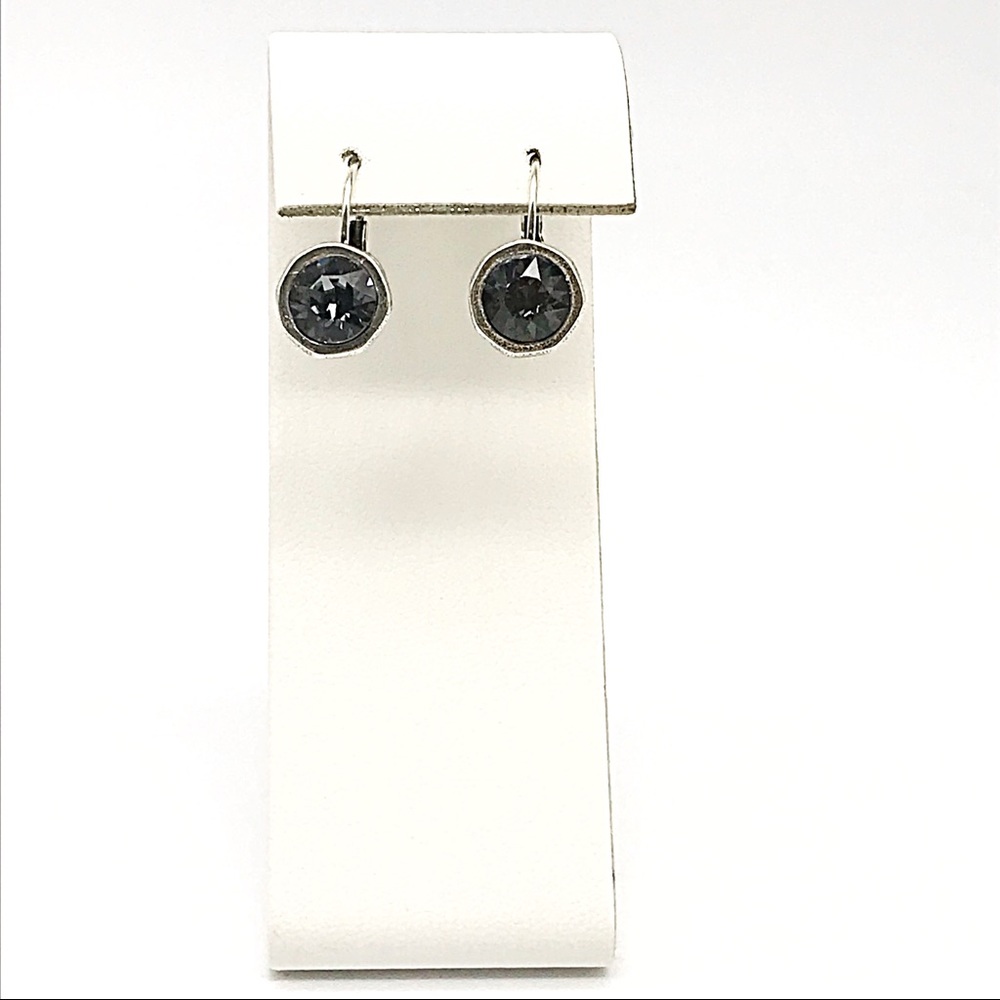 Handmade Swarovski Crystal Leverback Earrings | Artisan Bezel Set Gray Crystal - Picture 6 of 6